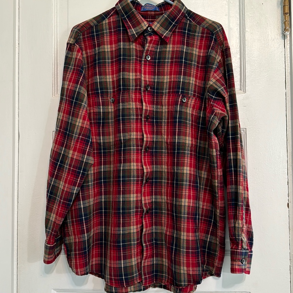Pendleton plaid long sleeve button up 100% virgin wool